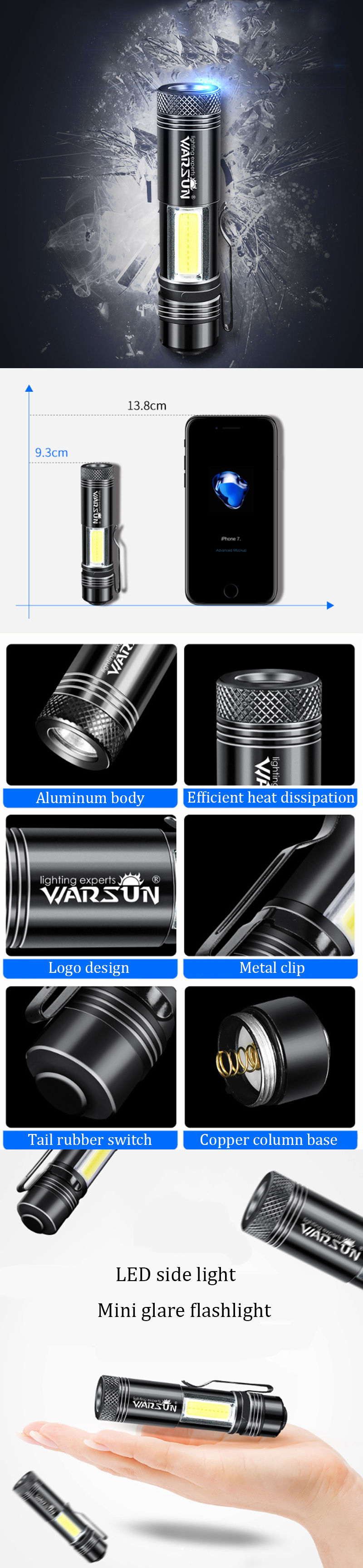 WARSUN-Zoom-8-14500-AA-EDC-Flashlight-Mini-LED-Torch-IPX6-Every-Day-Carry-Keychain-Light-1391387