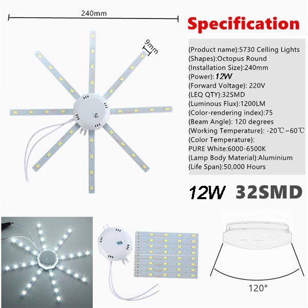 12W-5730-SMD-Kitchen-Bedroom-Light-LED-Ceiling-Lamp-Bulb-Fixture-220V-1079231