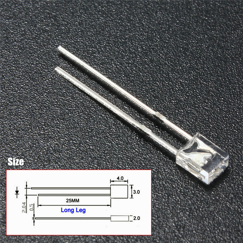 100PCS-2x3x4mm-Wide-Angle-Flat-Top-LED-Diodes-Water-Clear-Transparent-Light-Lamp-1075736