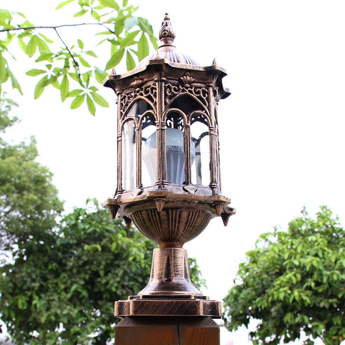 220V-E27-Exterior-Antique-Brass-Post-Fence-Lantern-Light-Landscape-Garden-Lamp-1092876