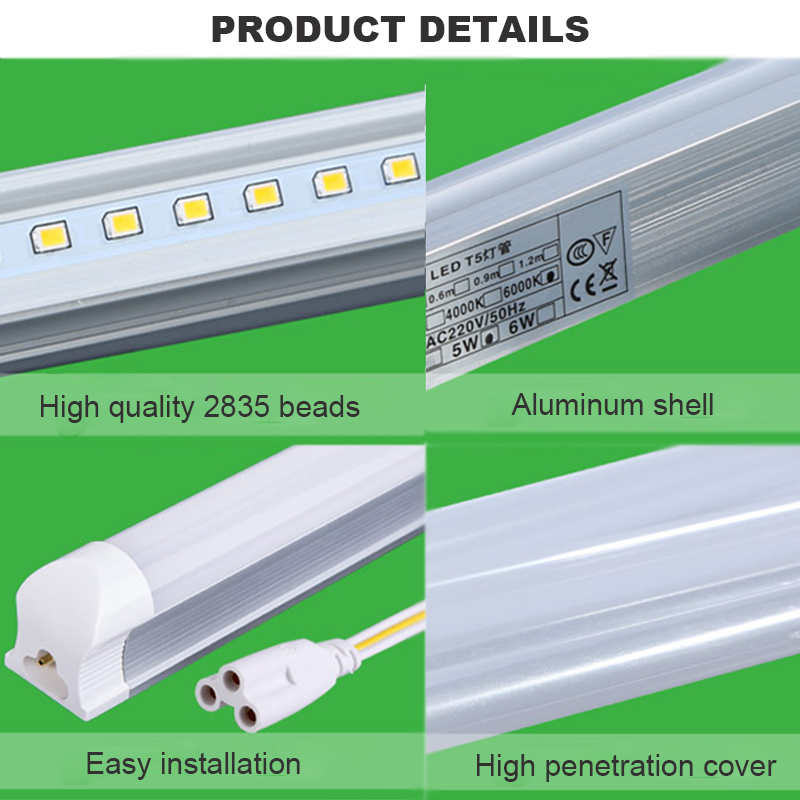 30cm-5W-440LM-SMD2835-T5-LED-Fluorescent-Tube-Light-with-Switch-WarmPure-White-AC85-265V-1126346