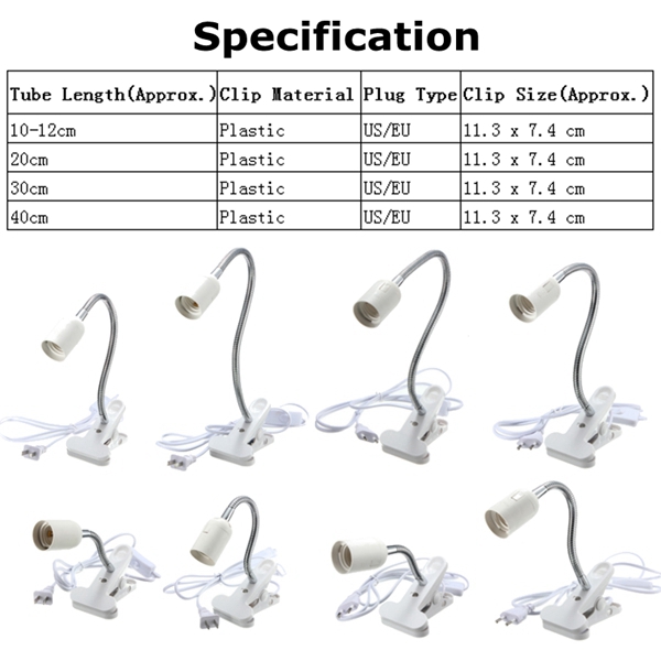 10203040cm-EU-Plug-E27-Flexible-Clip-on-Switch-LED-Light-Lamp-Bulb-Holder-Socket-Converter-1073622