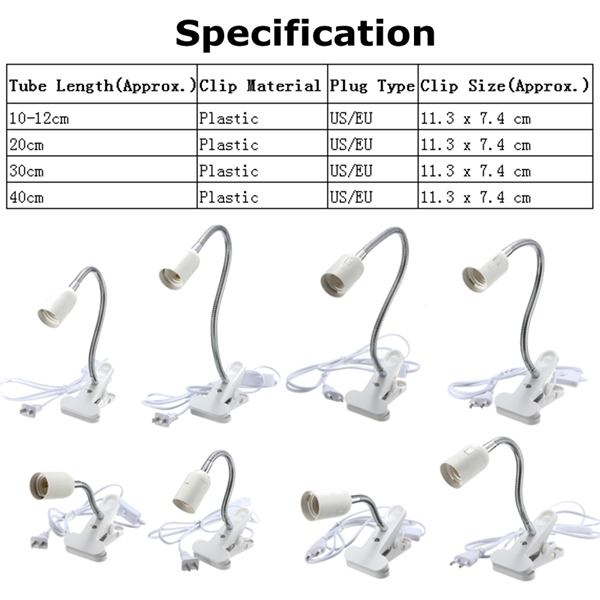 10203040cm-US-Plug-E27-Flexible-Clip-on-Switch-LED-Light-Lamp-Bulb-Holder-Socket-Converter-1073620