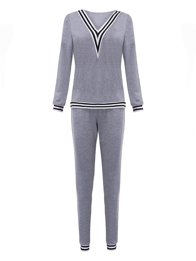 Sport-Casual-V-Neck-Stripe-Patchwork-Tracksuit-1017431