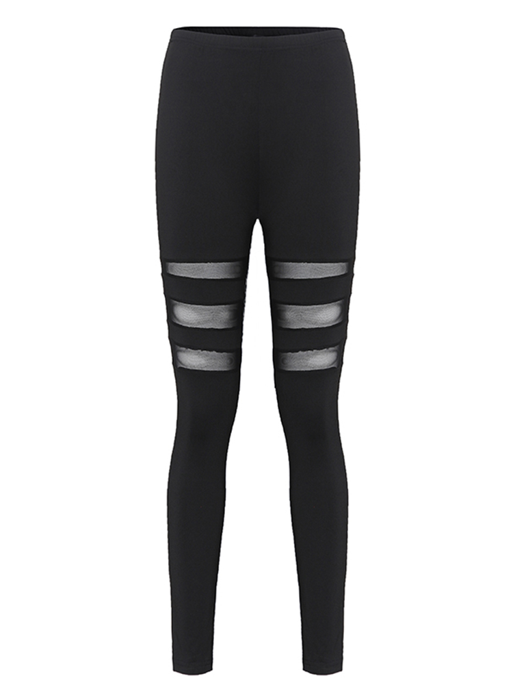 Black-Women-Mesh-Insert-Yoga-Running-Leggings-1154959