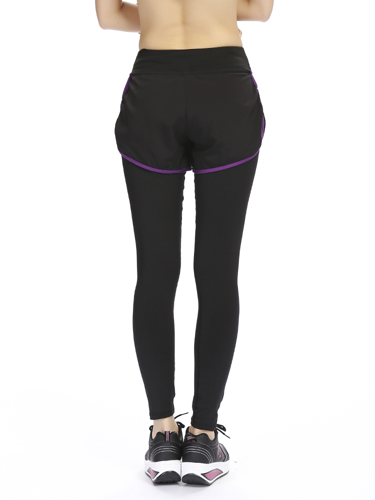 Women-Fitness-Yoga-Workout-Leisure-Elastic-False-Two-piece-Ninth-Pants-Leggings-Sportswear-1032835