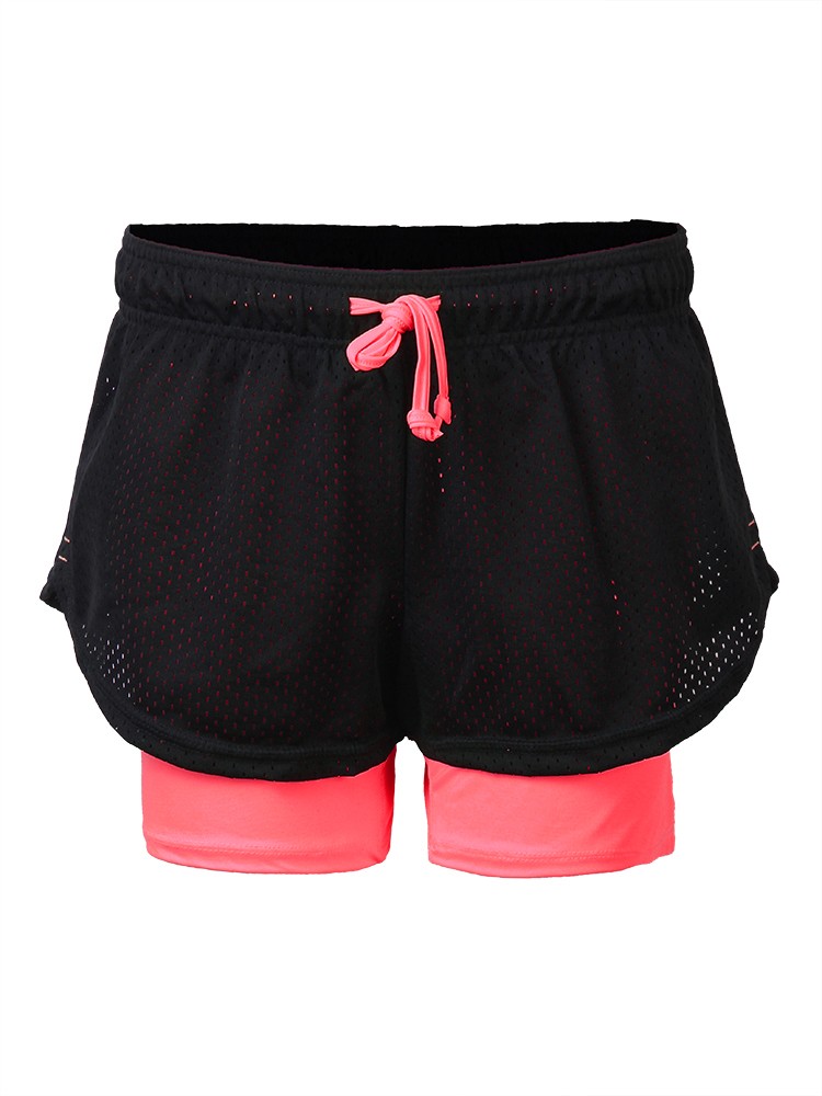 Women-Comfort-Two-layer-Quick-dry-Mesh-Sports-Shorts-Elastic-Leisure-Yoga-Panties-1060305