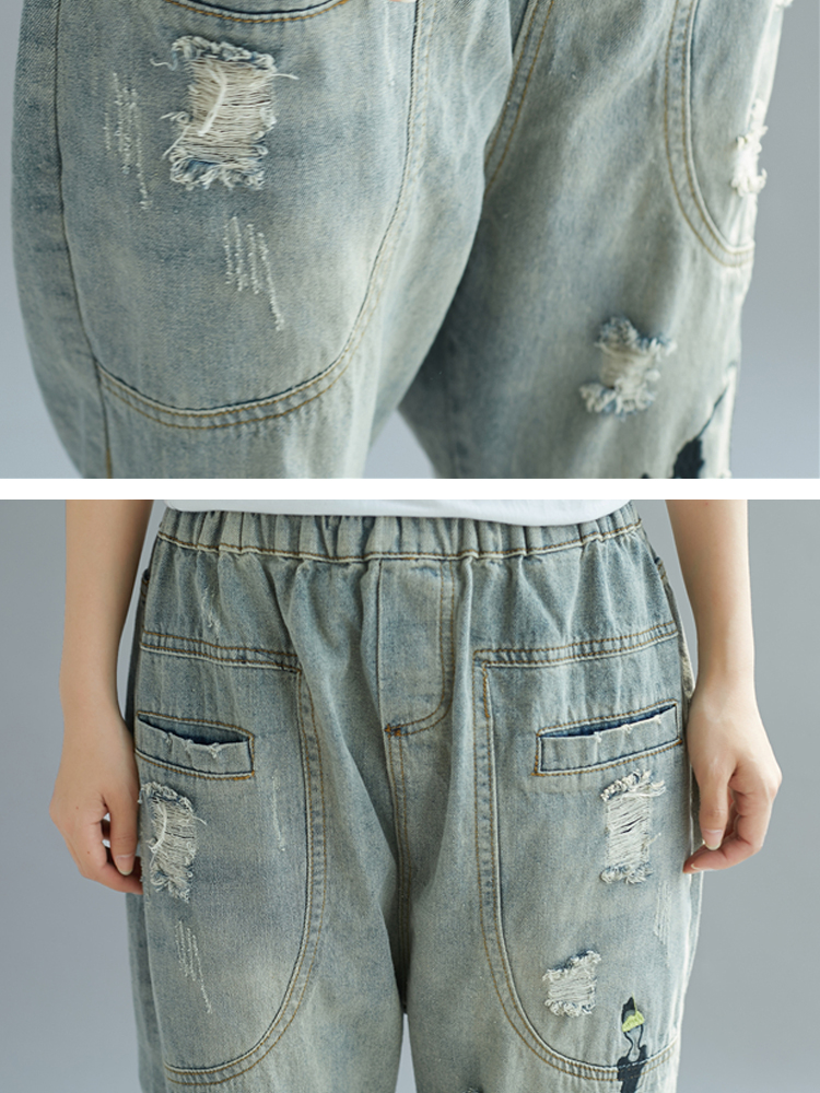 Casual-Women-Elastic-Waist-Embroidered-Pocket-Denim-Jeans-1351262