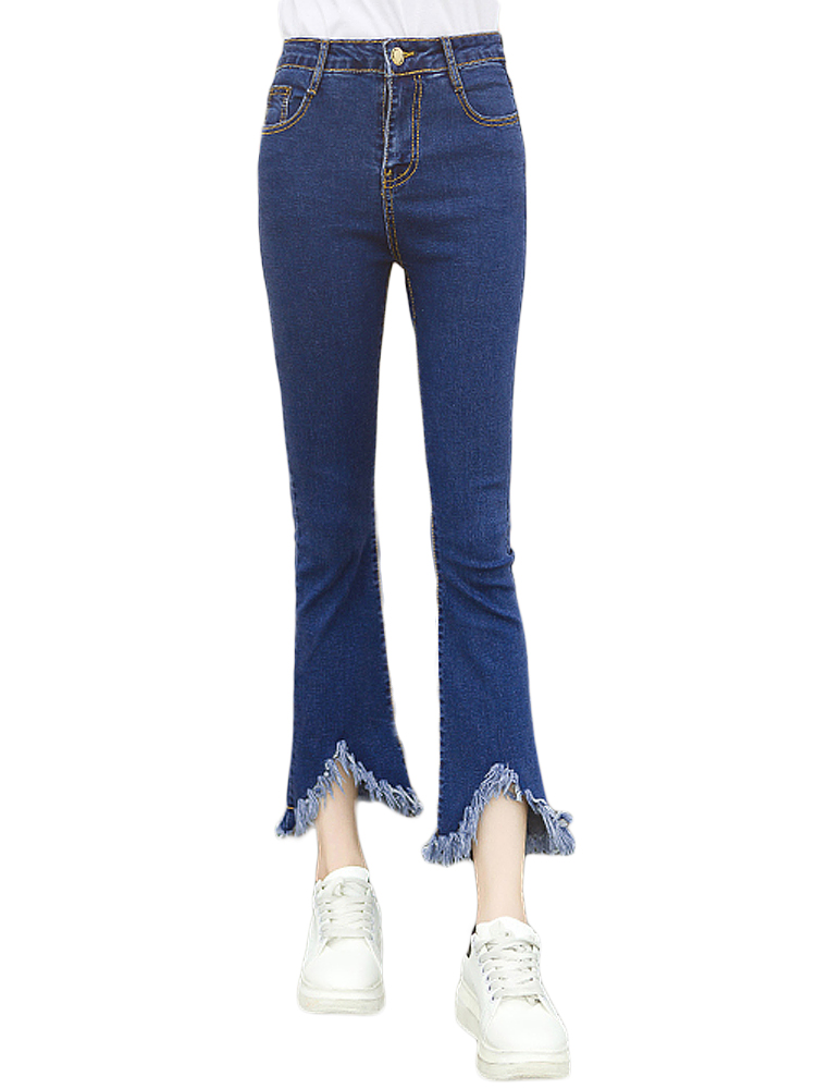 Casual-Women-Zipper-Slim-Ripped-Tassel-Flare-Ninth-Denim-Jeans-1050326