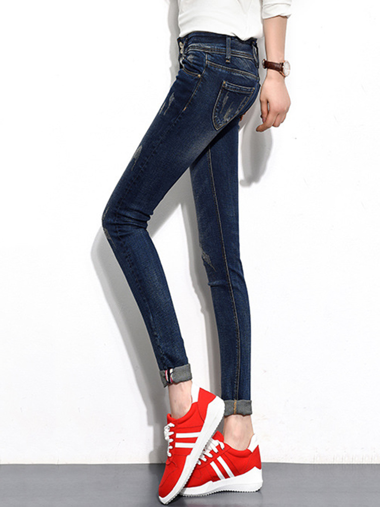 Dark-Blue-Women-High-Waist-Elastic-Slim-Denim-Jeans-with-Pockets-1217028