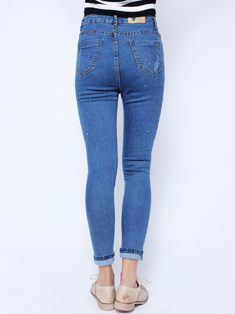 Fashion-Casual-Blue-Denim-Battered-Holes-Long-Trousers-Pants-Jeans-955253