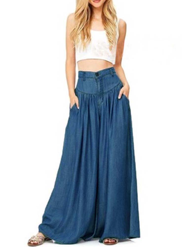 Wide-Leg-Casual-Pure-Color-Side-Pocket-Trousers-Baggy-Pants-for-Women-1286097