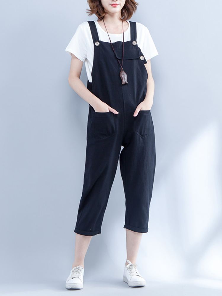 Brief-Sleeveless-Strap-Pure-Color-Linen-Cotton-Jumpsuit-1297126