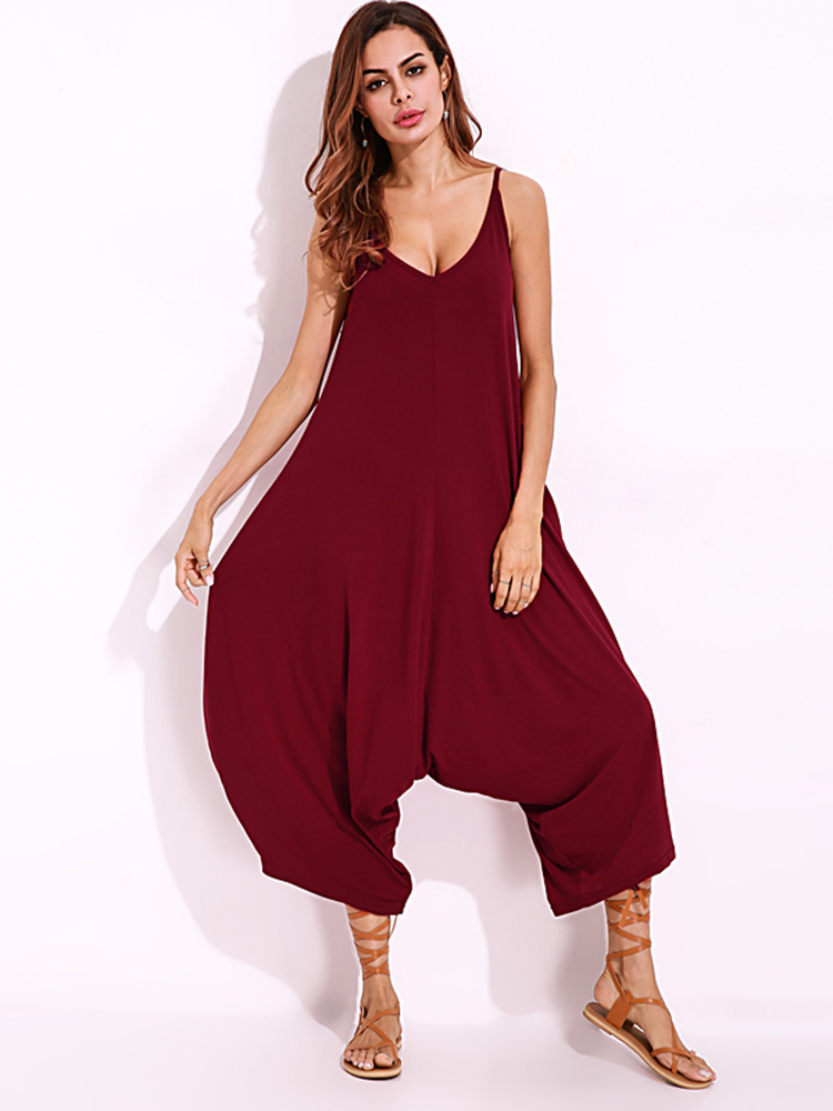 Casual-V-neck-Wide-Leg-Jumpsuit-Harem-Pants-Loose-Rompers-Playsuits-1186676