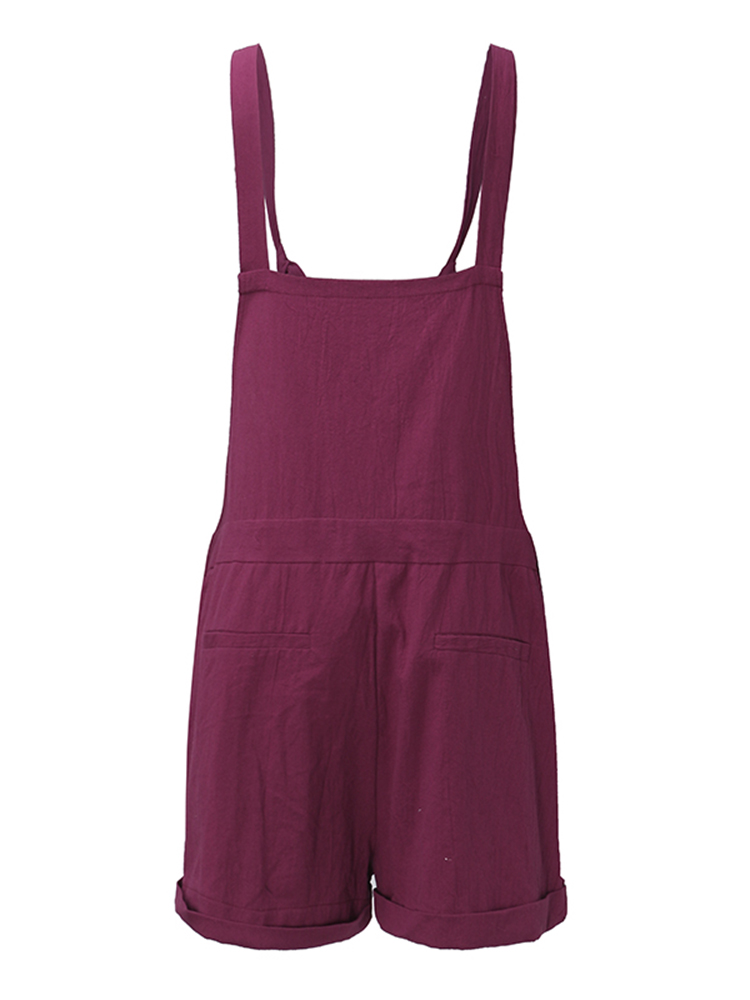 Casual-Women-Pure-Color-Drawstring-Waist-Overall-Shorts-1154056
