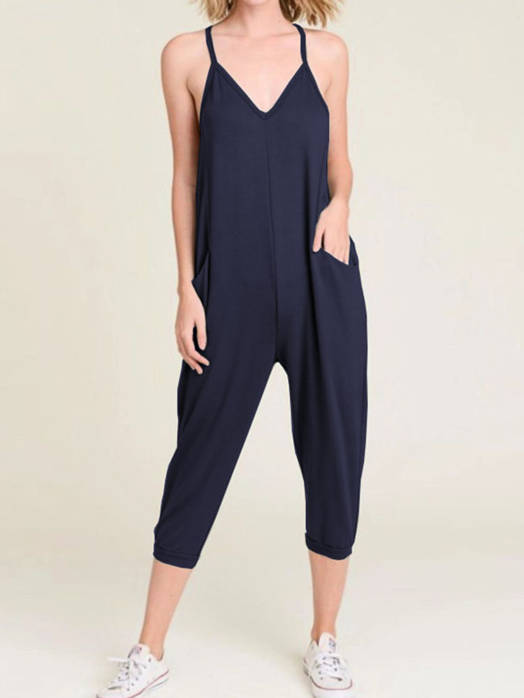 Women-Solid-Color-V-Neck-Sleeveless-Harem-Pants-Jumpsuit-1404513