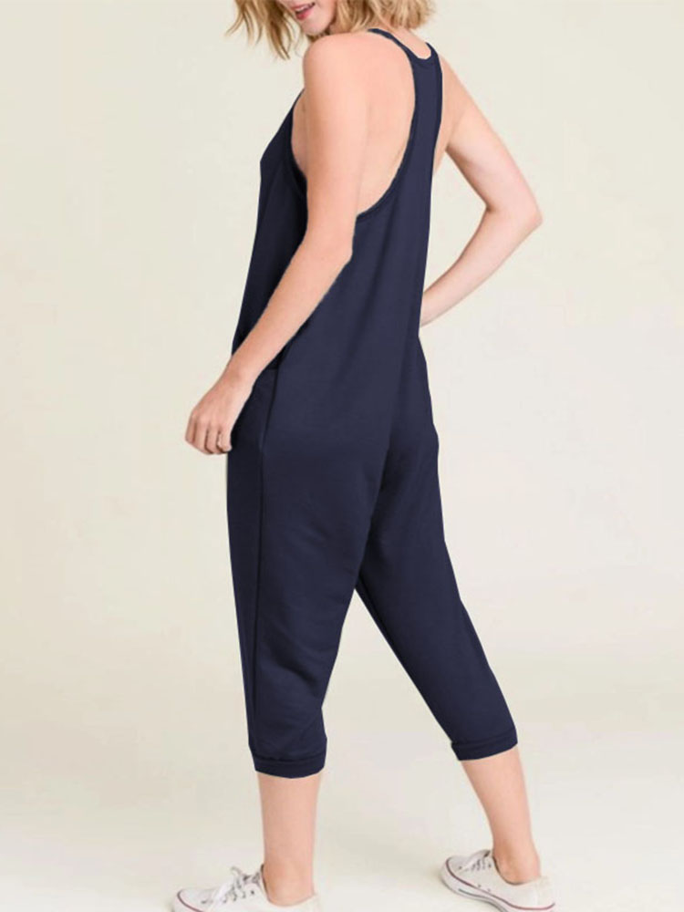Women-Solid-Color-V-Neck-Sleeveless-Harem-Pants-Jumpsuit-1404513