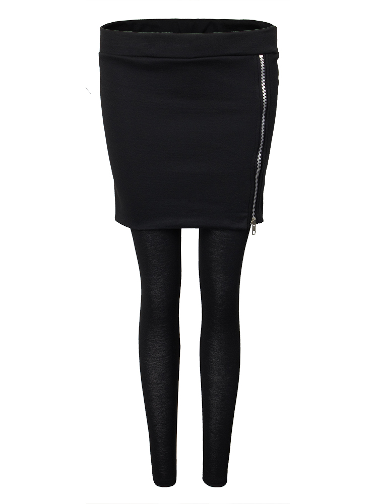 Casual-Women-Pure-Color-Side-Zipper-Bag-Hip-Skirt-Slim-Leggings-955073