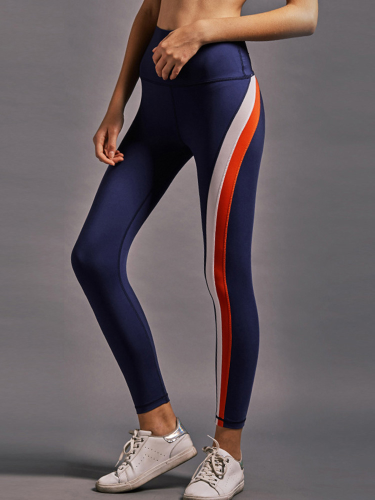 Women-Rainbow-Stripe-High-Elastic-Waist-Running-Leggings-1298502