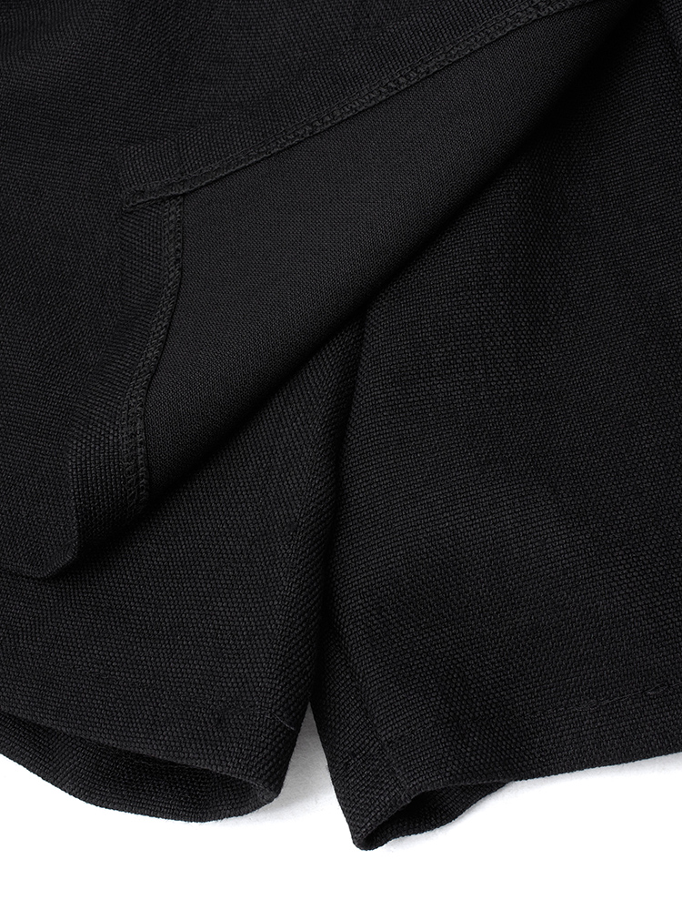 Casual-Slim-Black-Button-Stretch-Waist-Women-Shorts-Split-Skirt-1048715