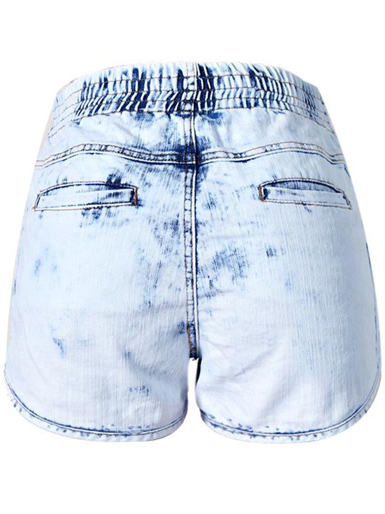 Casual-Women-Elastic-Waist-Irregular-Denim-Shorts-with-Pocket-1195910