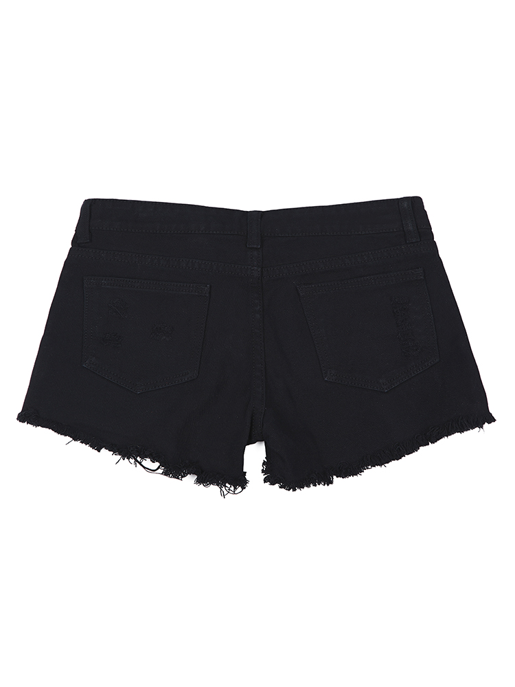 Women-Candy-Color-Low-Waist-Holes-Denim-Shorts-Pants-984583