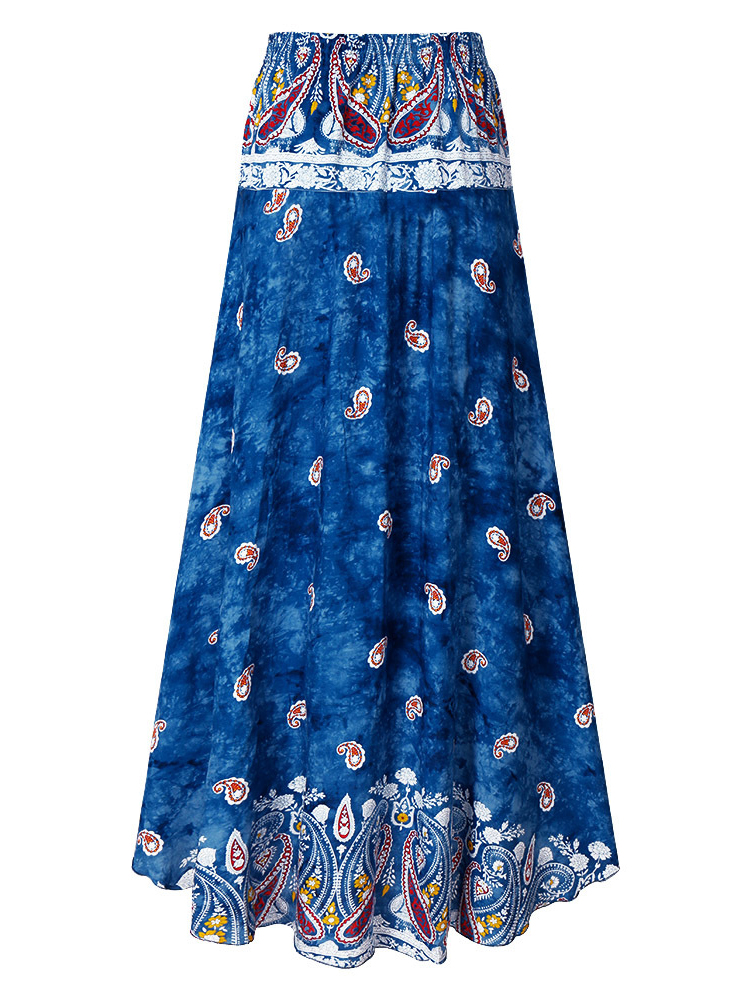 Bohemian-Women-Elastic-Waist-Printed-Irregular-Maxi-Skirts-1264276