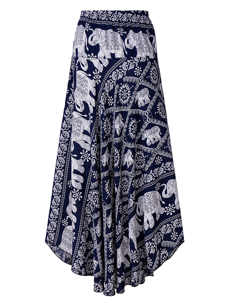 Bohemian-Women-Elastic-Waist-Printed-Irregular-Maxi-Skirts-1264276