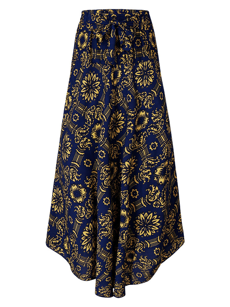 Bohemian-Women-Elastic-Waist-Printed-Irregular-Maxi-Skirts-1264276