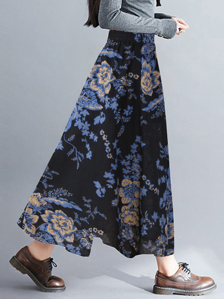 Bohemian-Women-Floral-High-Elastic-Waist-Pleated-A-Line-Maxi-Skirts-1304828