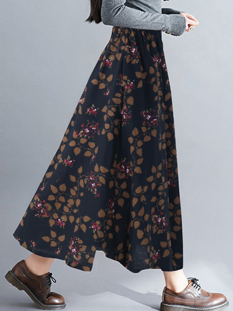 Bohemian-Women-Floral-High-Elastic-Waist-Pleated-A-Line-Maxi-Skirts-1304828