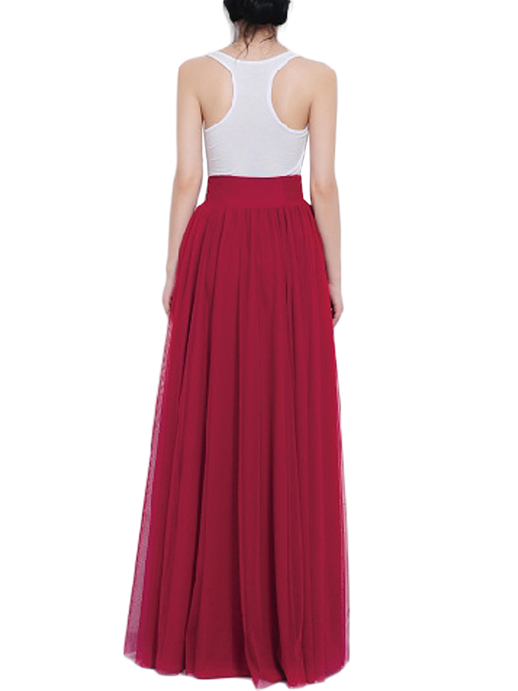 Bow-Belt-Solid-Color-Mesh-Tulle-Pleated-High-Waist-Women-Maxi-Skirt-1030012
