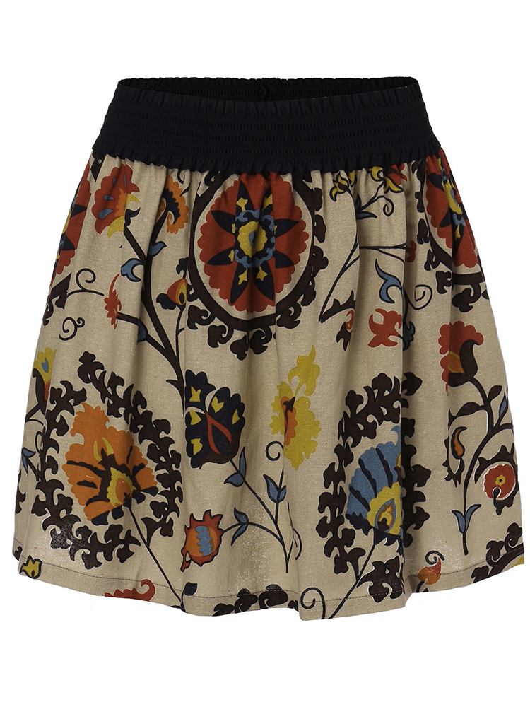 Casual-Women-Floral-Print-High-Waist-Cotton-Linen-A-line-Mini-Skirt-1049278