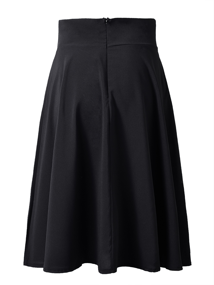 Women-High-Waist-Pleated-Pure-Color-Elegant-Skirt-994270