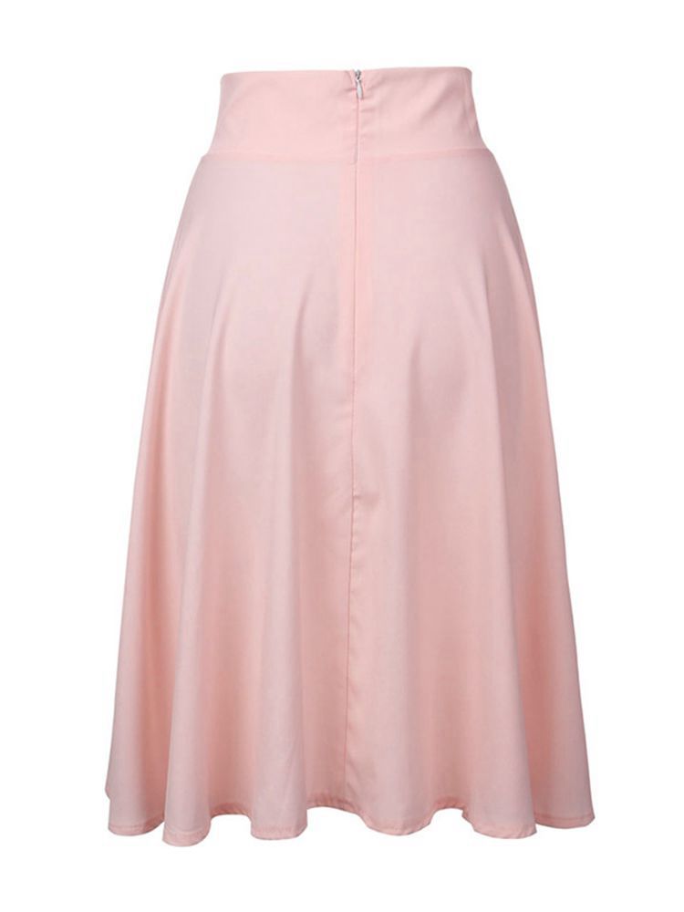 Women-High-Waist-Pleated-Pure-Color-Elegant-Skirt-994270