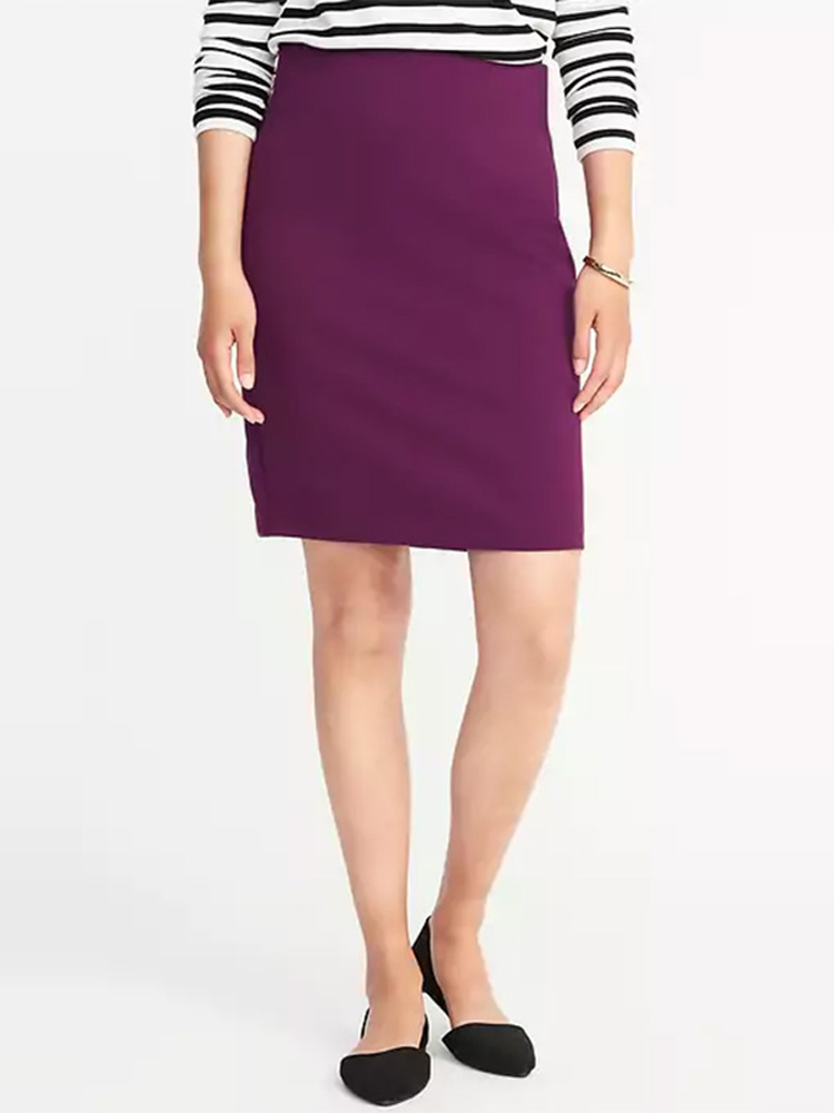 Women-High-Waist-Pure-Color-Work-Slim-Split-Pencil-Skirts-1260835