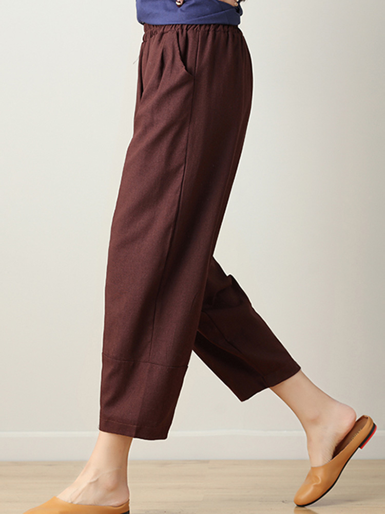 Casual-Loose-High-Elastic-Waist-Pure-Color-Pants-1295895