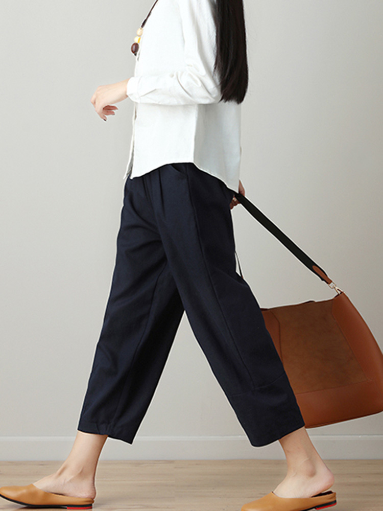 Casual-Loose-High-Elastic-Waist-Pure-Color-Pants-1295895