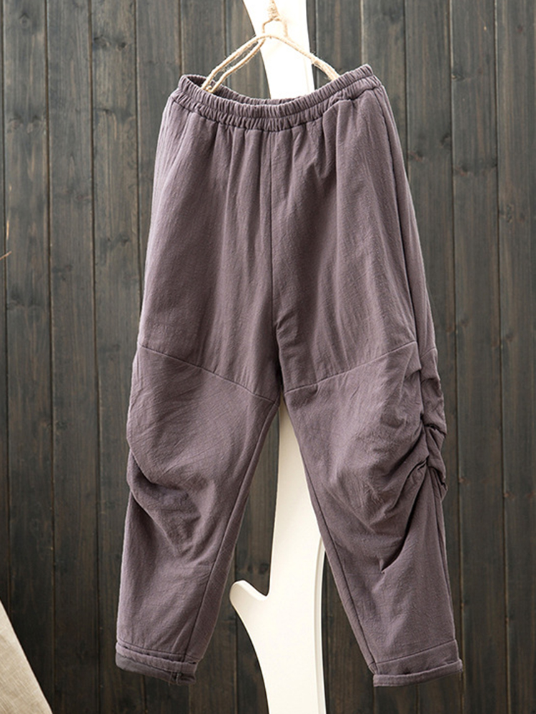 Casual-Loose-Solid-Elastic-Waist-Women-Harem-Pants-1217094