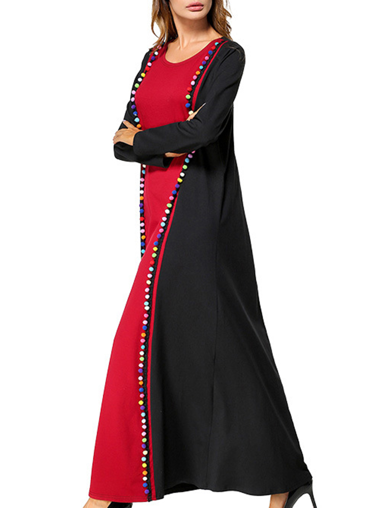Casual-Women-Contrast-Color-O-Neck-Maxi-Dress-1252173