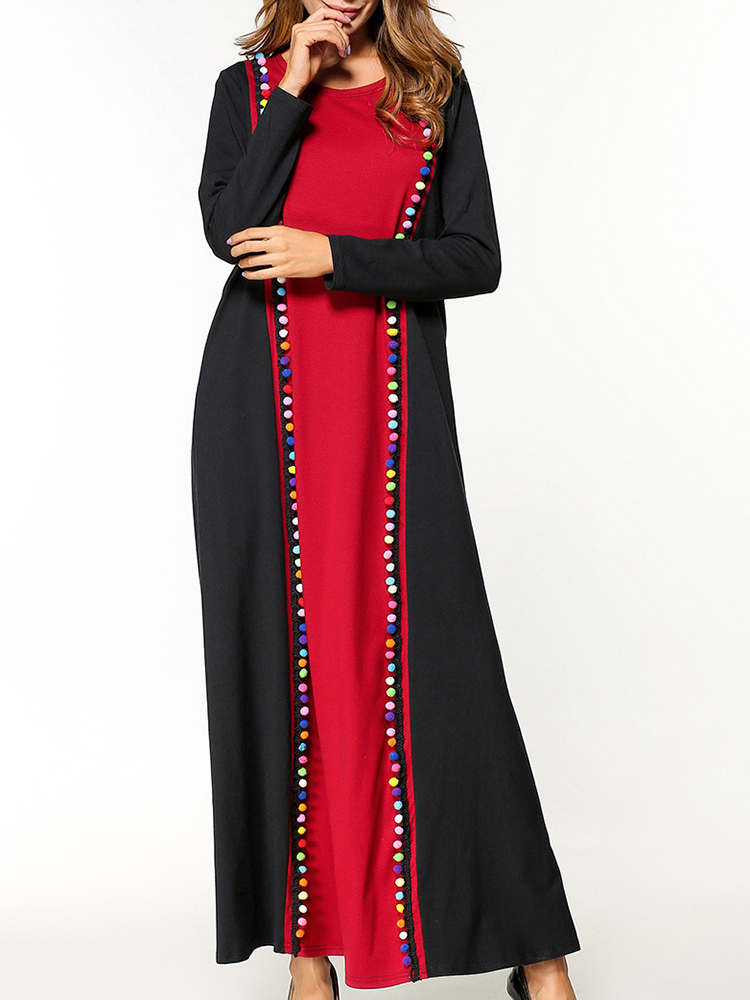 Casual-Women-Contrast-Color-O-Neck-Maxi-Dress-1252173