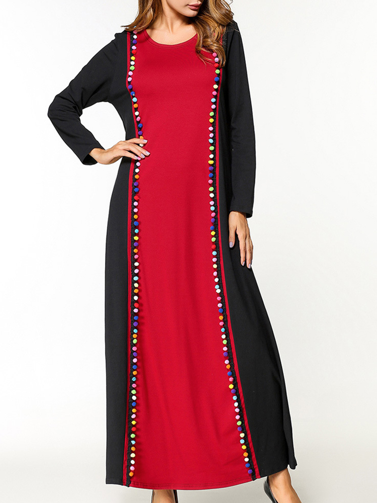 Casual-Women-Contrast-Color-O-Neck-Maxi-Dress-1252173