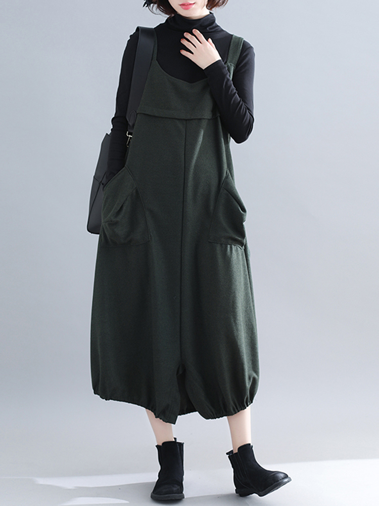 Casual-Women-Sleeveless-Straps-Pocket-Loose-Mid-long-Dress-1399988