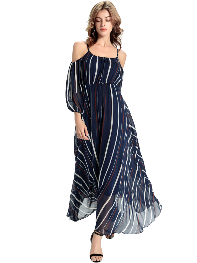 Casual-Women-Chiffon-Off-Shoulder-Stripe-Loose-Maxi-Dress-1088870