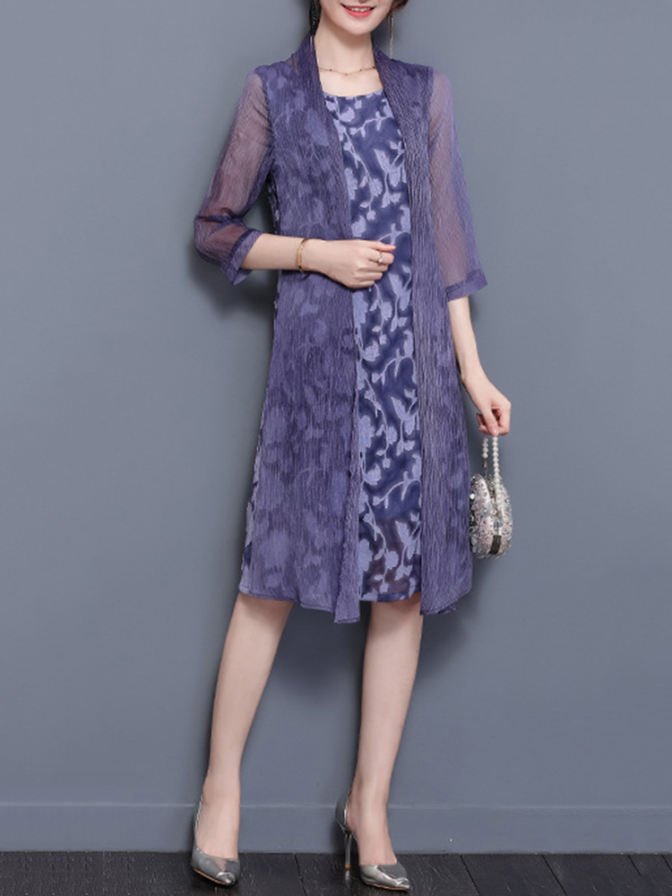 Elegant-Women-Fake-Two-Pieces-34-Sleeve-Printed-Chiffon-Dress-1188843
