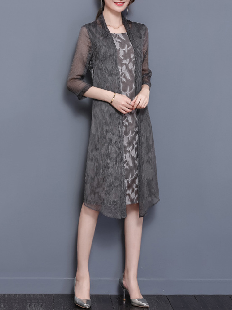 Elegant-Women-Fake-Two-Pieces-34-Sleeve-Printed-Chiffon-Dress-1188843