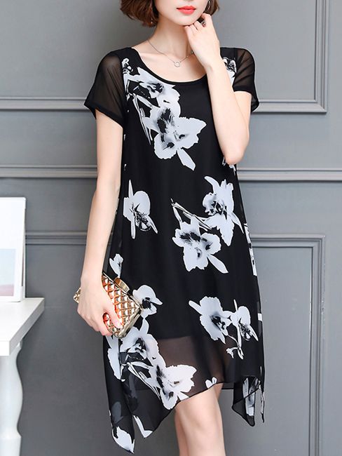 Elegant-Women-Printed-Irregular-Short-Sleeve-Chiffon-Dresses-1167273