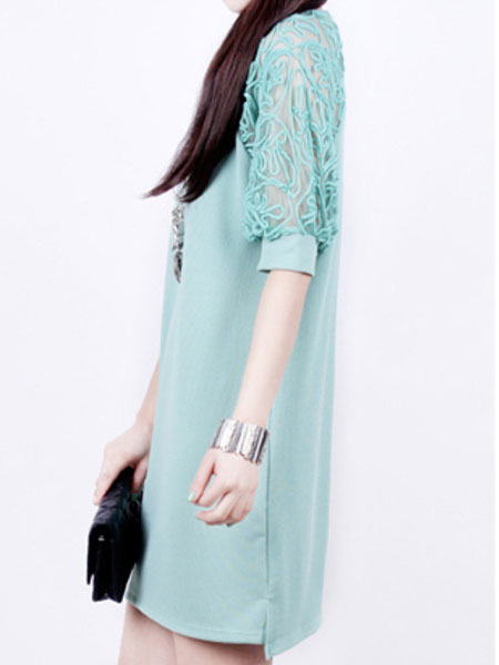 Fashion-Women-Summer-Maxi-Loose-Lace-Short-Sleeve-Round-Neck-Dresses-950579
