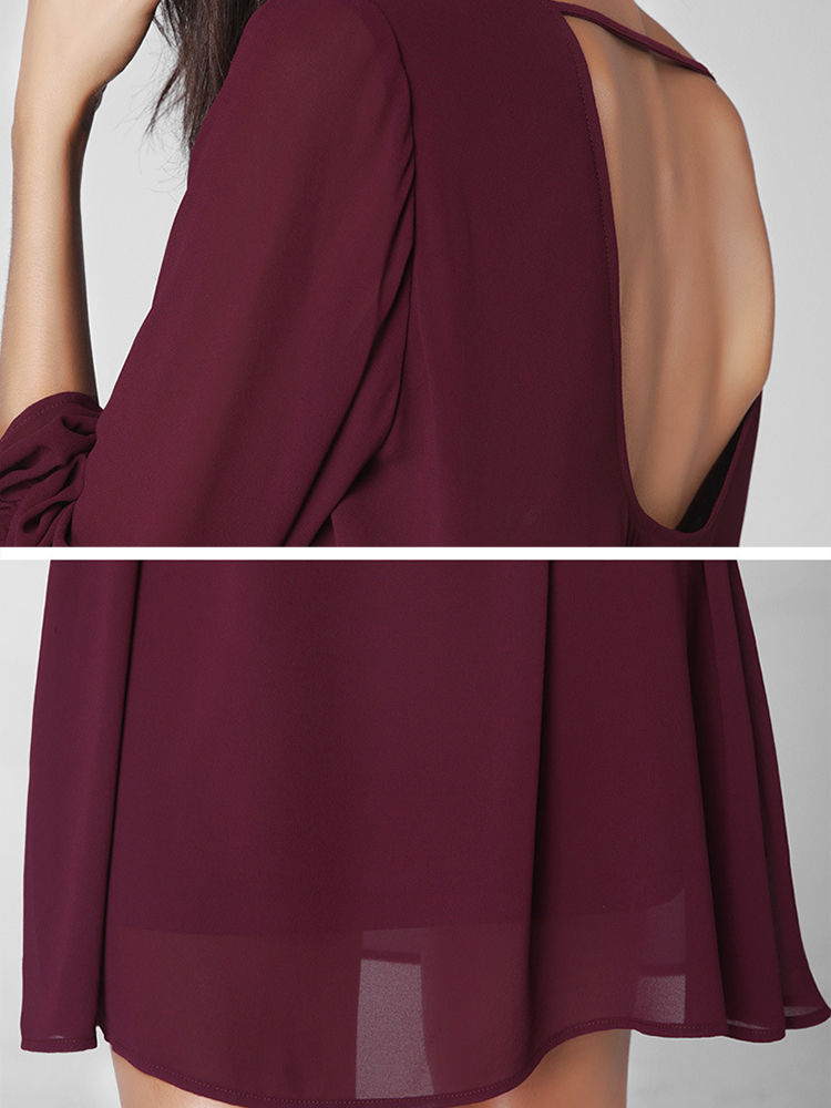 Women-Casual-Long-Sleeve-Sexy-Backless-Pure-Color-Chiffon-Mini-Dress-1114949