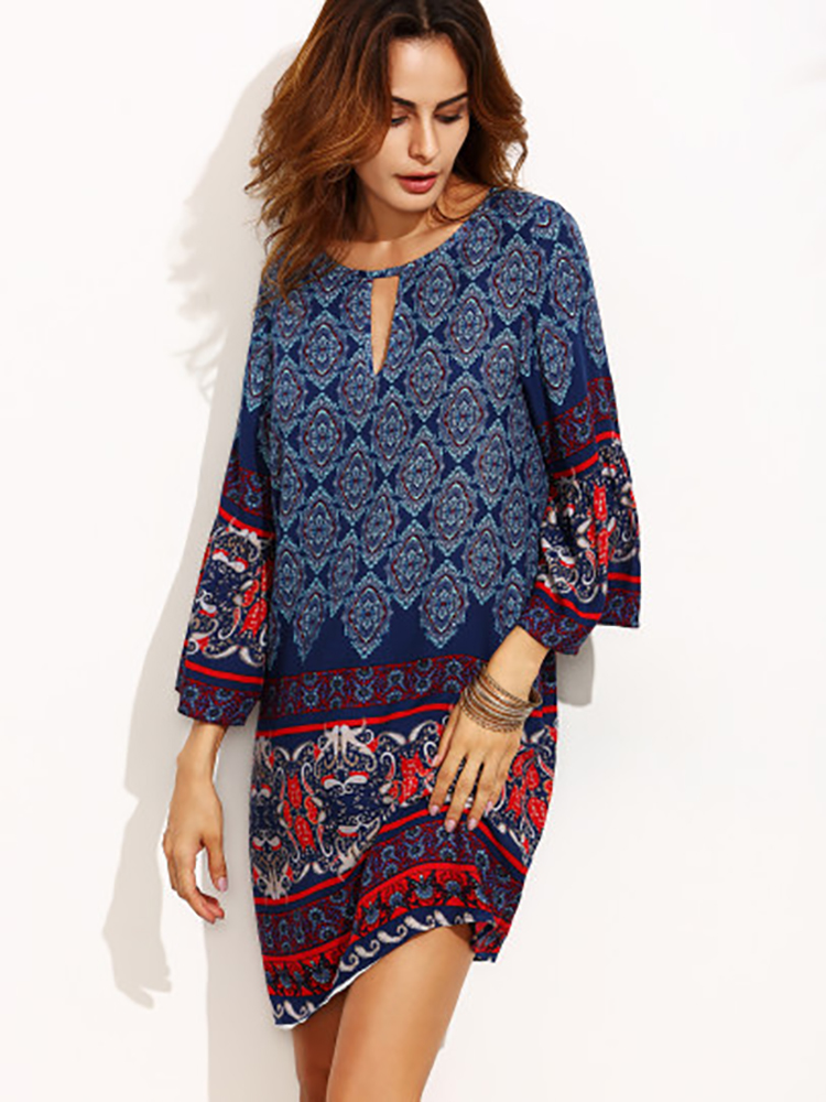 Bohemian-Floral-Trumpet-Sleeve-Mini-Dress-1145950